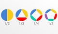 Circular chart set. Pie diagram template. Circle infographics concept with 2,3,4,5 steps, parts, levels or options. Royalty Free Stock Photo